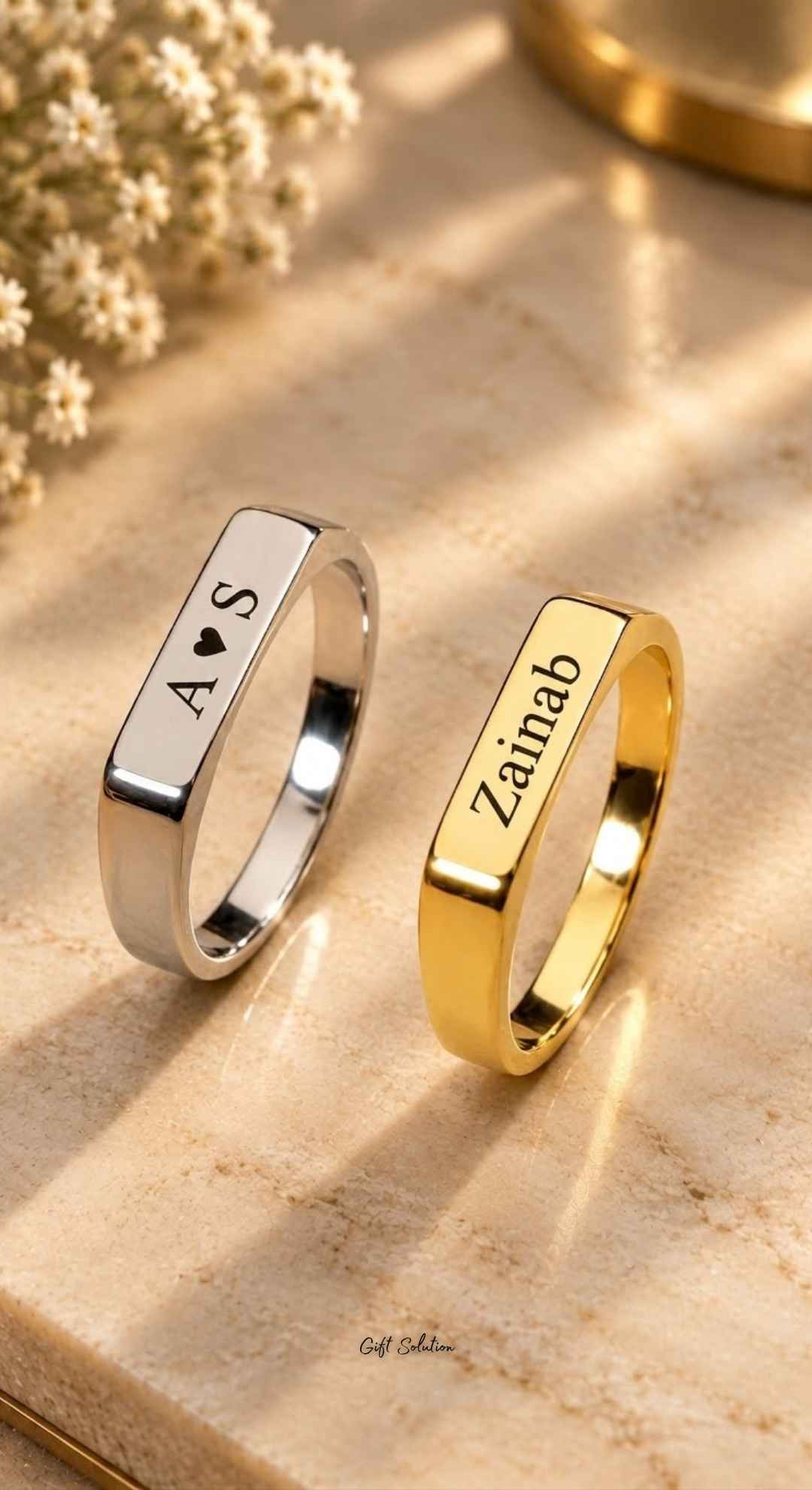 Customized Arabic Calligraphy Bar Ring for Him & Her