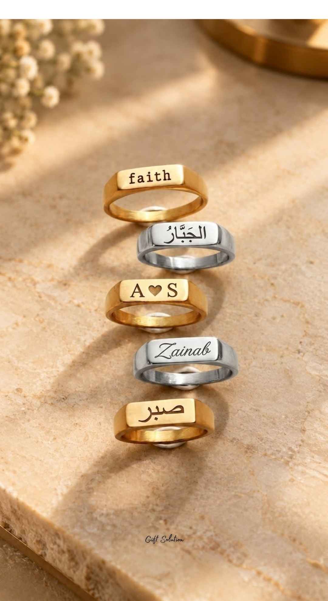 Customized Arabic Calligraphy Bar Ring for Him & Her